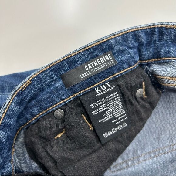 KUT From The Kloth Catherine Ankle Straight Leg Jewel Distressed Jean Size 4 - Picture 7 of 11